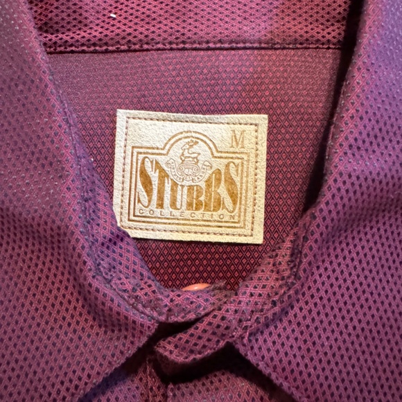 Men's Stubbs Long Sleeve Maroon Black High End Western Wear Shirt SZ M - Picture 9 of 9